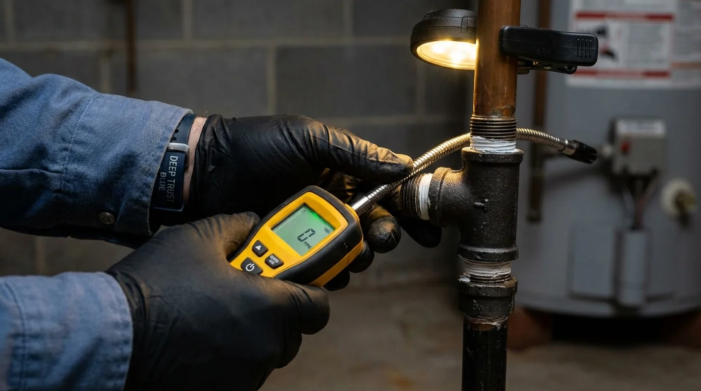 Gas leak detection with electronic sniffer by Johns Plumbing LLC in Crandon