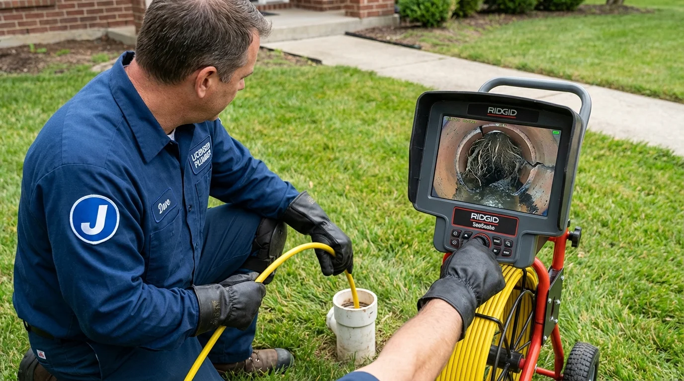 Sewer camera inspection being performed by Johns Plumbing LLC in Crandon